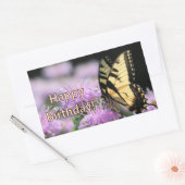 Sticker Rectangulaire Souhaits d'anniversaire aux papillons Swallowtail (Enveloppe)