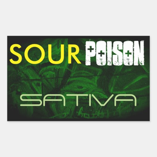 STICKER RECTANGULAIRE SOUR POISON SATIVA (Devant)