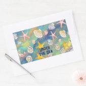 Sticker Rectangulaire Sous la mer Starfish Shell Crab Aqua Blue (Enveloppe)