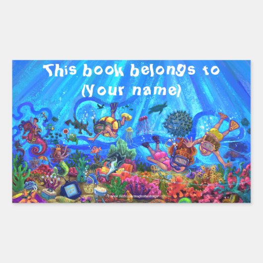 Sticker Rectangulaire Sous la plaque du livre de mer (Devant)