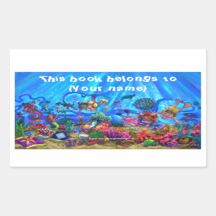 Sticker Rectangulaire Sous la plaque du livre de mer