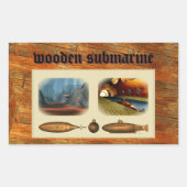 Sticker Rectangulaire sous-marin en bois (Devant)