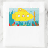 Sticker Rectangulaire Sous-marin jaune de bande dessinée (Sac)