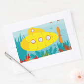 Sticker Rectangulaire Sous-marin jaune de bande dessinée (Enveloppe)