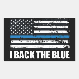 Sticker Rectangulaire Soutenez le Thin Blue Line Drapeau USA MAGA WWG1WA