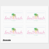 Sticker Rectangulaire South Beach, FL (Feuille)