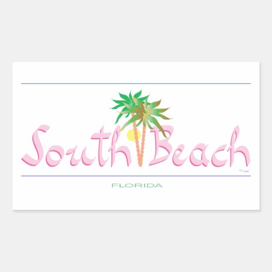 Sticker Rectangulaire South Beach, FL (Devant)