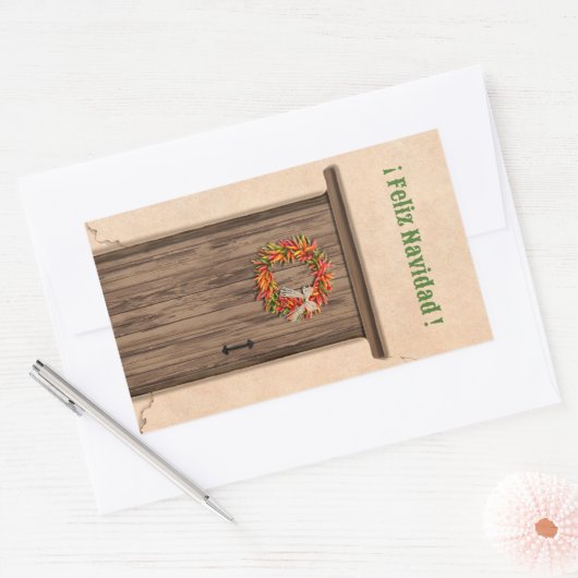 Sticker Rectangulaire Southwest Chile Wreath Holiday Feliz Navidad (Enveloppe)