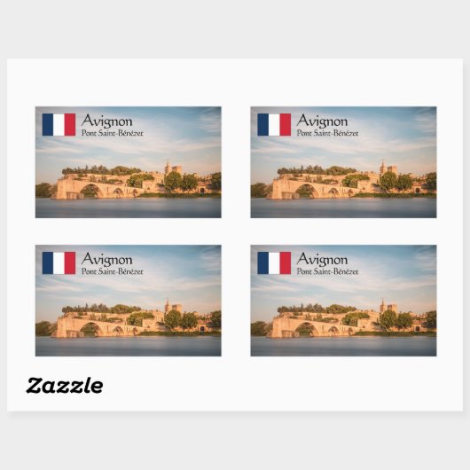 Sticker Rectangulaire Souvenir d'Avignon (Feuille)