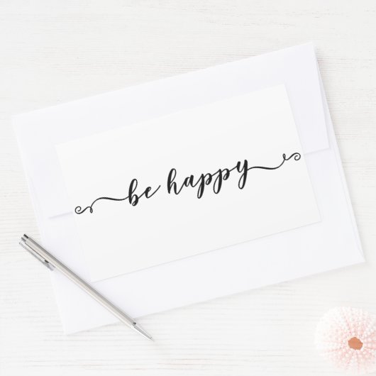Sticker Rectangulaire Soyez heureux Script manuscrit (Enveloppe)