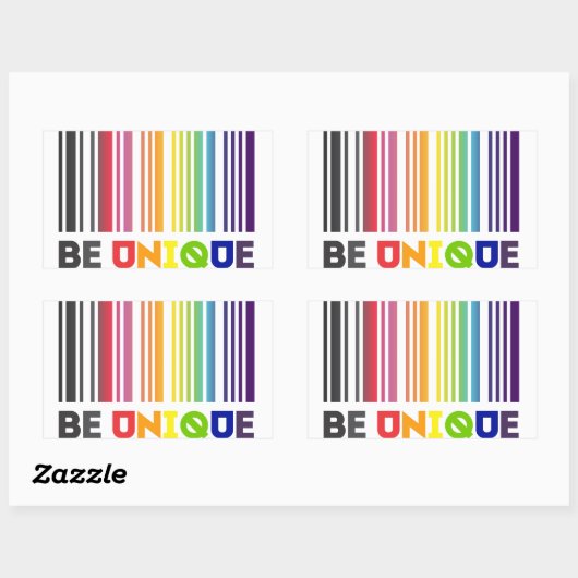 Sticker Rectangulaire Soyez Unique Code Barre Lgbt Pride (Feuille)