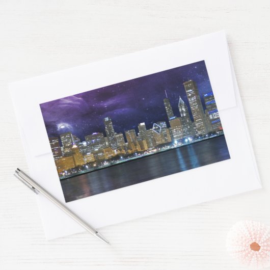 Sticker Rectangulaire Spacey Chicago Skyline (Enveloppe)