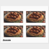 Sticker Rectangulaire Spaghetti et boulettes de viande (Feuille)