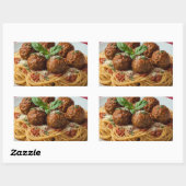 Sticker Rectangulaire Spaghetti & Meatballs (Feuille)