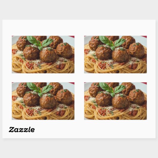 Sticker Rectangulaire Spaghetti & Meatballs (Feuille)