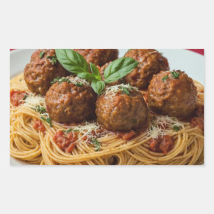 Sticker Rectangulaire Spaghetti & Meatballs