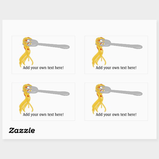 Sticker Rectangulaire Spaghetti sur Fourche : Pâtes (Feuille)