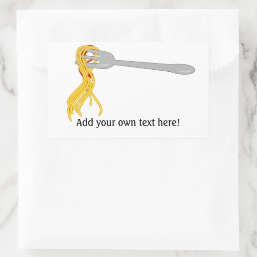 Sticker Rectangulaire Spaghetti sur Fourche : Pâtes (Sac)