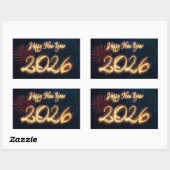 Sticker Rectangulaire Sparkling Happy New Year 2026 Fireworks (Feuille)