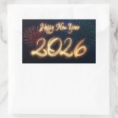 Sticker Rectangulaire Sparkling Happy New Year 2026 Fireworks (Sac)