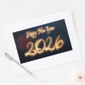 Sticker Rectangulaire Sparkling Happy New Year 2026 Fireworks (Enveloppe)