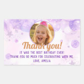 Sticker Rectangulaire Sparkly Purple Photo Girls Birthday Party (Devant)