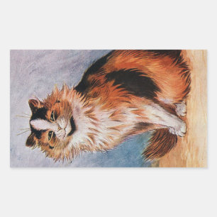 Sticker Rectangulaire Spectacle de chats vintages Calico Illustration de
