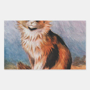 Sticker Rectangulaire Spectacle de chats vintages Calico Illustration de