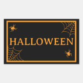 Sticker Rectangulaire Spider Web Black Orange Halloween Word (Devant)