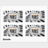 Sticker Rectangulaire Spirales de piano moderne Black&White Orange Piani (Feuille)