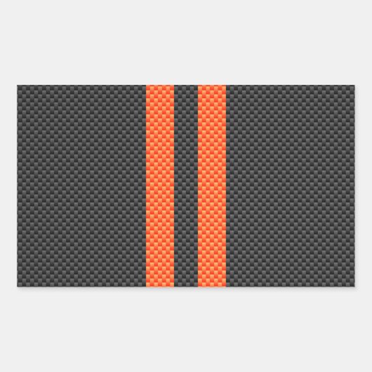 Sticker Rectangulaire Sportif Vibrant Orange Stripes Carbone Fibre Style (Devant)
