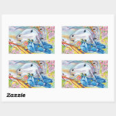 Sticker Rectangulaire Spring Unicorn et Jay (Feuille)
