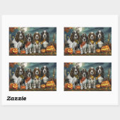 Sticker Rectangulaire Springer Spaniel Halloween Éffrayant (Feuille)