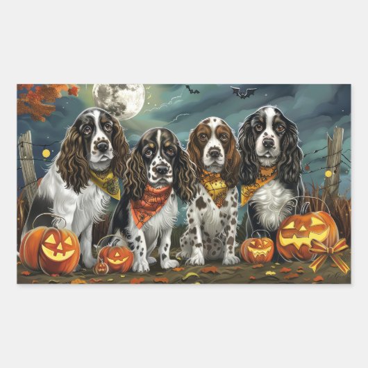 Sticker Rectangulaire Springer Spaniel Halloween Éffrayant (Devant)
