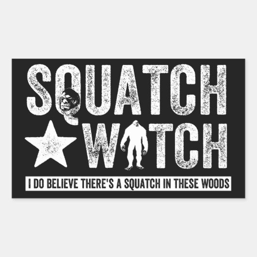 Sticker Rectangulaire Squatch Watch (pour la nuit) Je crois. (Devant)