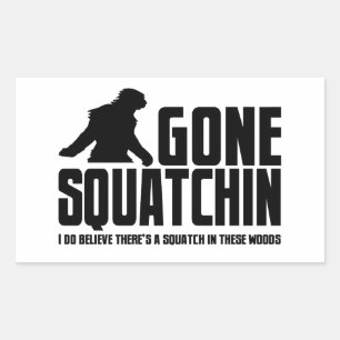 Sticker Rectangulaire Squatchin allé - croyant drôle de Bigfoot