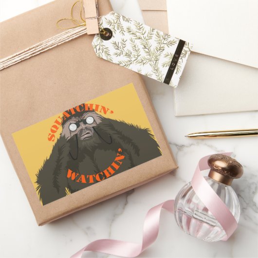 Sticker Rectangulaire Squatchin' Watchin' Bigfoot Love (Cadeaux)