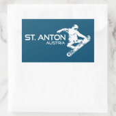 Sticker Rectangulaire St. Anton Autriche Snowboarder (Sac)