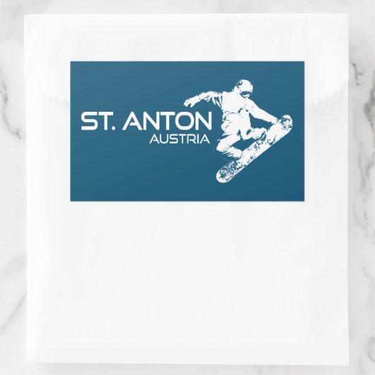 Sticker Rectangulaire St. Anton Autriche Snowboarder (Sac)