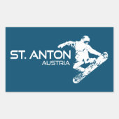Sticker Rectangulaire St. Anton Autriche Snowboarder (Devant)
