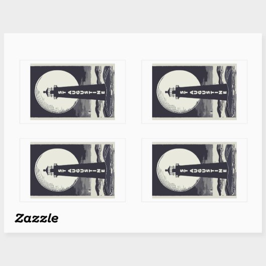 Sticker Rectangulaire St. Augustine Florida Lighthouse Moon (Feuille)