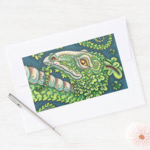 STICKER RECTANGULAIRE ST. DRAGON SHAMROCK VERT DE PATRICK, IMAGINAIRE IR