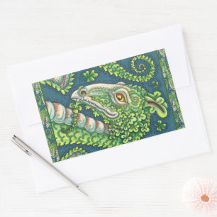 STICKER RECTANGULAIRE ST. DRAGON SHAMROCK VERT DE PATRICK, IMAGINAIRE IR