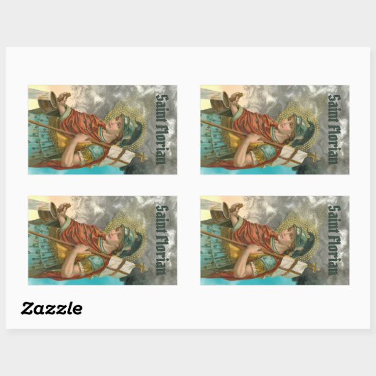 Sticker Rectangulaire St. Florian avec seau (Fumée; M 019) (Feuille)