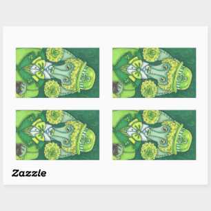STICKER RECTANGULAIRE ST. PADDY'S GREEN FRANÇAIS POODLE IRLANDAIS, CHIEN