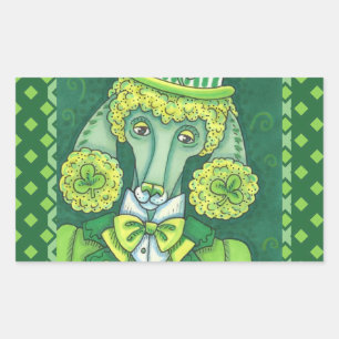 STICKER RECTANGULAIRE ST. PADDY'S GREEN FRANÇAIS POODLE IRLANDAIS, CHIEN