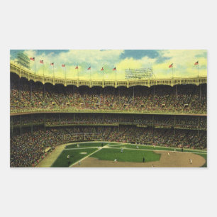 Sticker Rectangulaire Stade de baseball sportif vintage avec foule