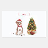 Sticker Rectangulaire Staffordshire Bull Terrier Funny Chien de Noël (Devant)
