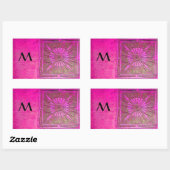 Sticker Rectangulaire STAR DU MATIN Rose, Fuchsia Black, Monogramme (Feuille)