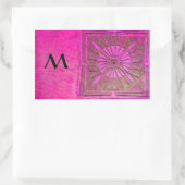 Sticker Rectangulaire STAR DU MATIN Rose, Fuchsia Black, Monogramme (Sac)